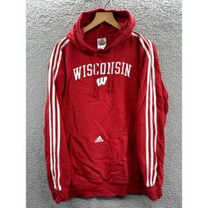 Vintage University of Wisconsin Sweatshirt Adidas Hoodie Men's Medium Red Y2K